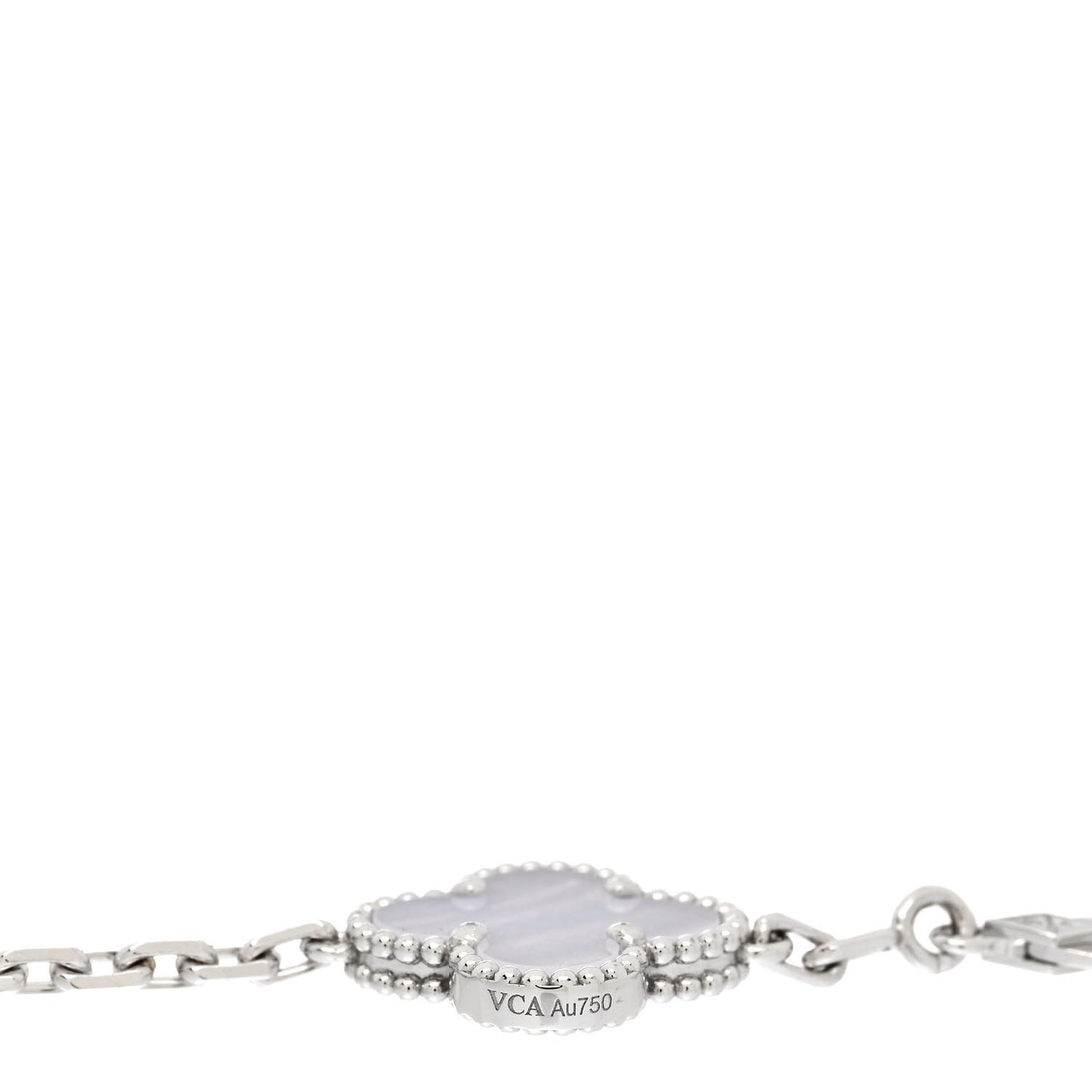 18K White Gold Chalcedony 5 Motifs Vintage Alhambra Bracelet