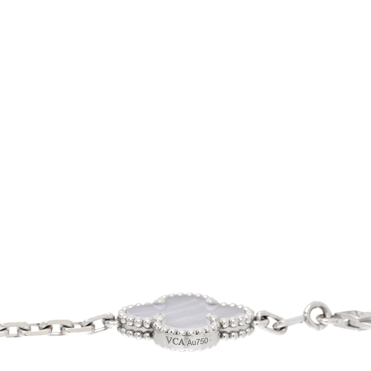 Van Cleef & Arpels 18K White Gold Chalcedony 5 Motifs Vintage Alhambra Bracelet 3 of 5