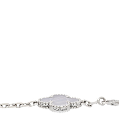 Van Cleef & Arpels 18K White Gold Chalcedony 5 Motifs Vintage Alhambra Bracelet 3 of 5