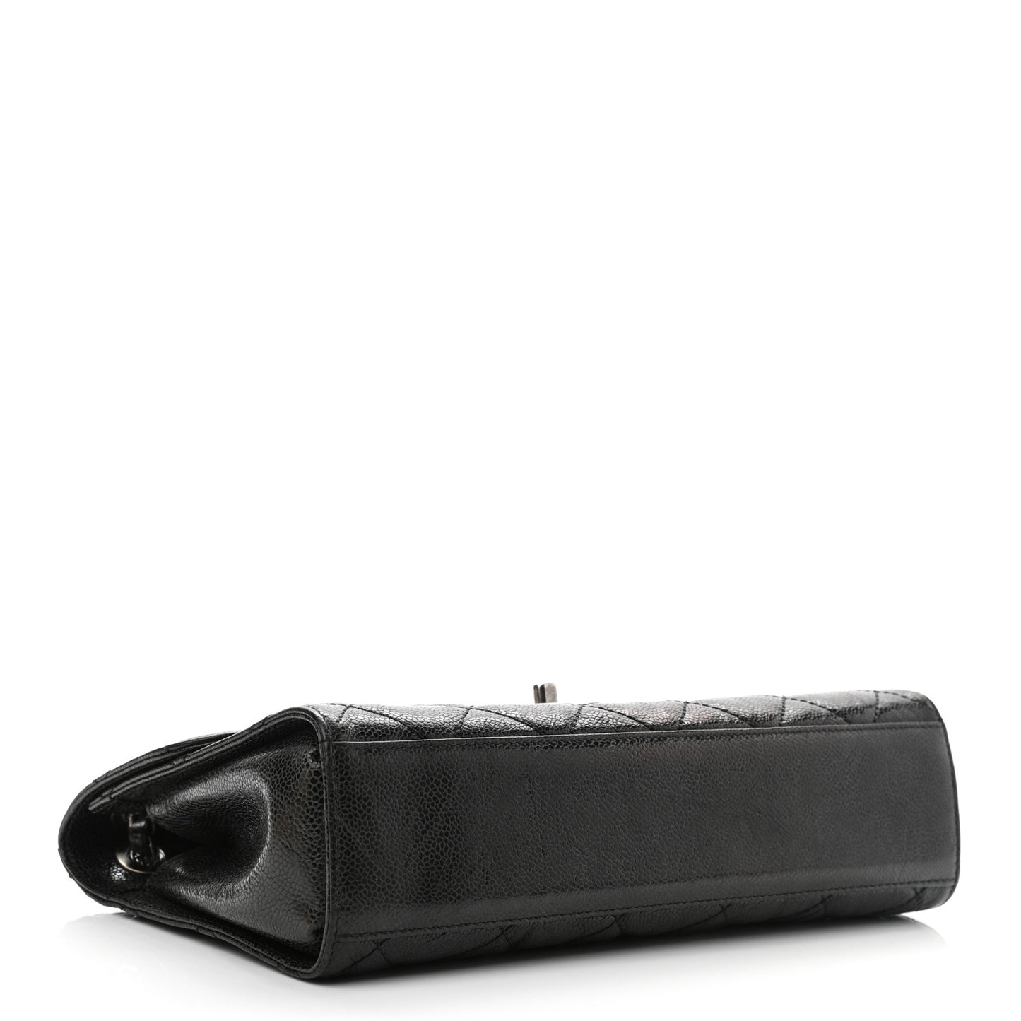 Crumpled Grained Calfskin Medium CC Crave Flap Black