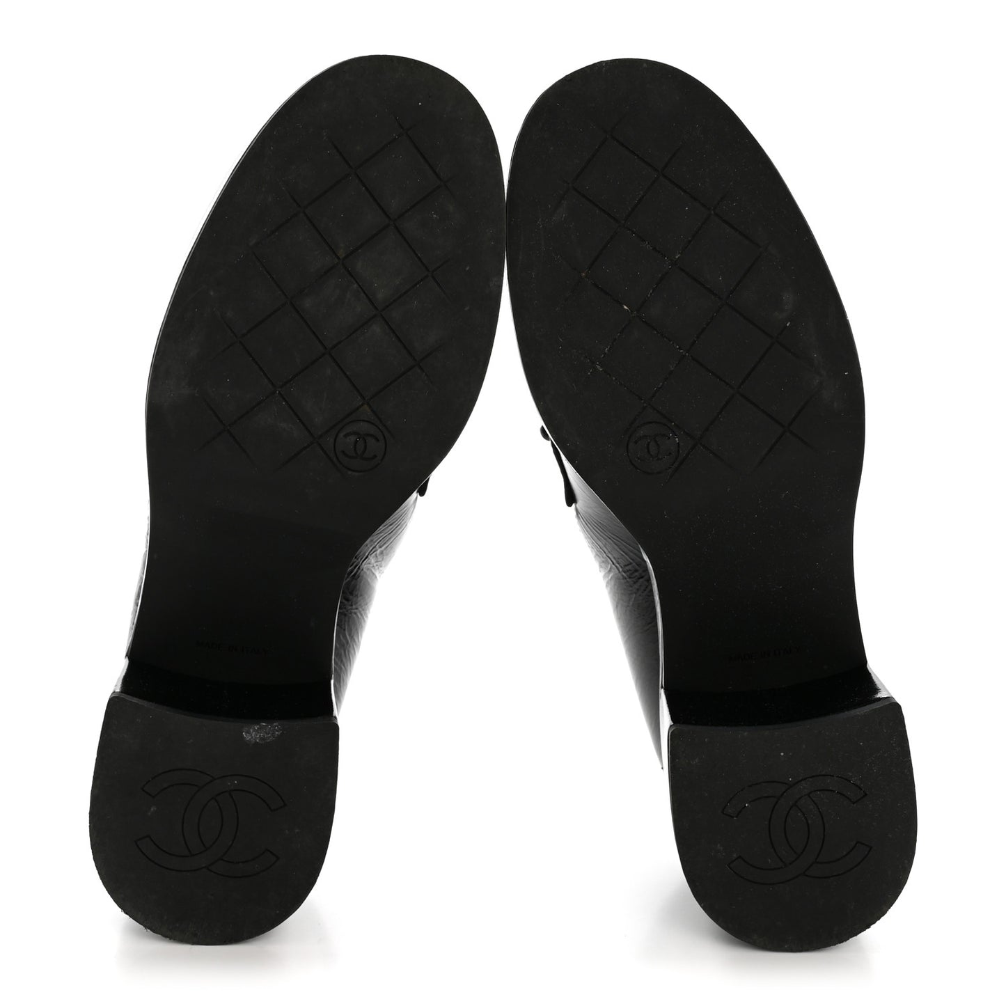 Shiny Calfskin Logo Loafers 38 Black