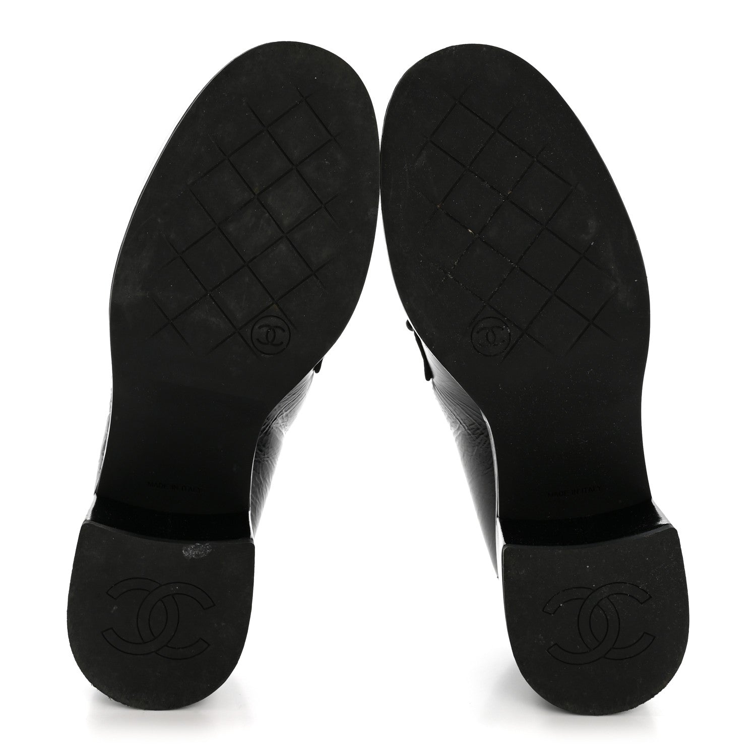 Chanel Shiny Calfskin Logo Loafers 38 Black 6 of 12