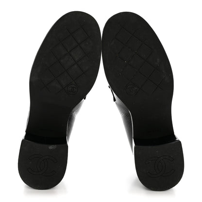 Chanel Shiny Calfskin Logo Loafers 38 Black 6 of 12