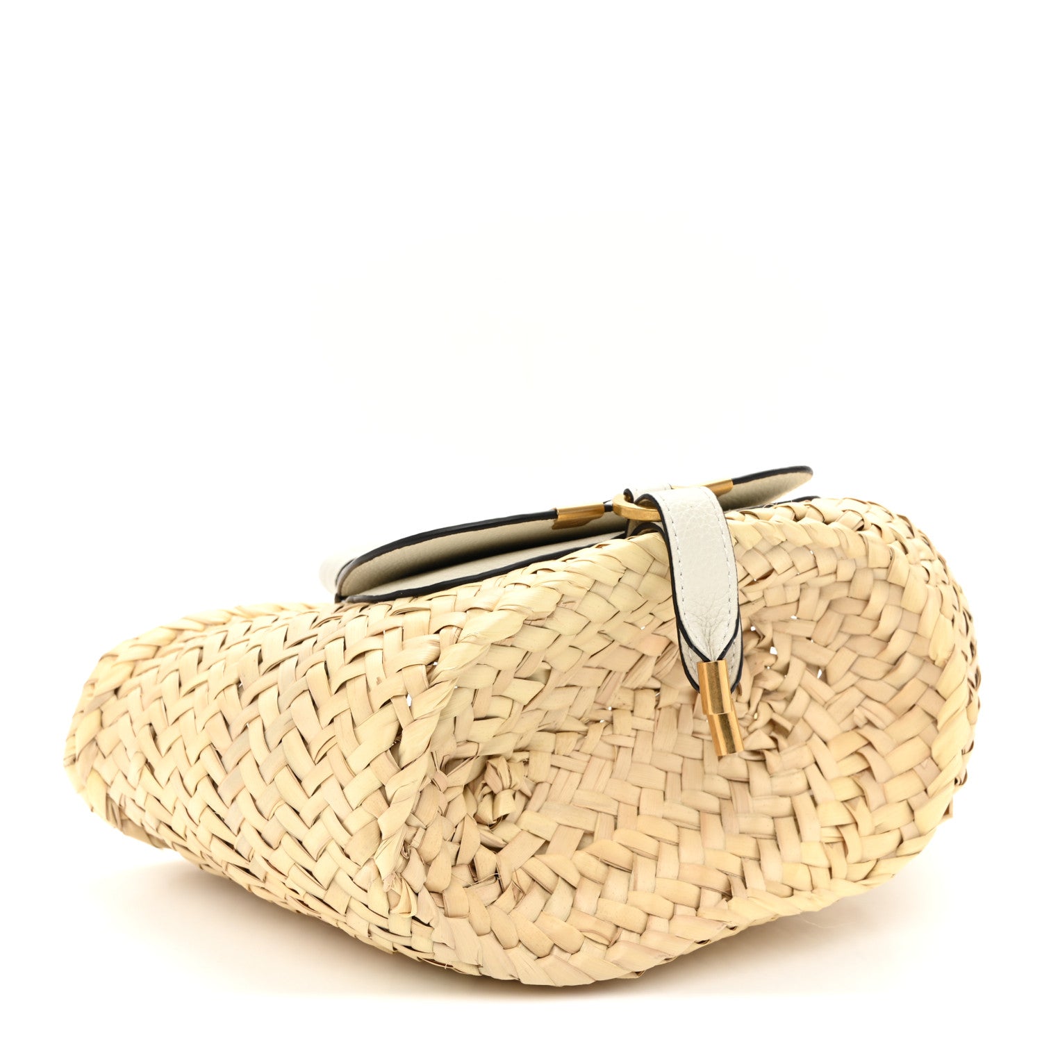 Chloe Raffia Small Grain Calfskin Mini Marcie Basket White 4 of 9