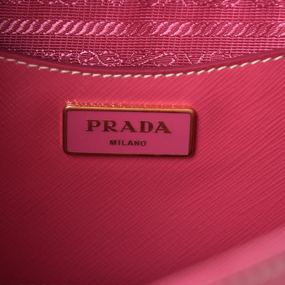 Prada Saffiano Vernice Turn Lock Shopping Tote Peonia 6 of 17