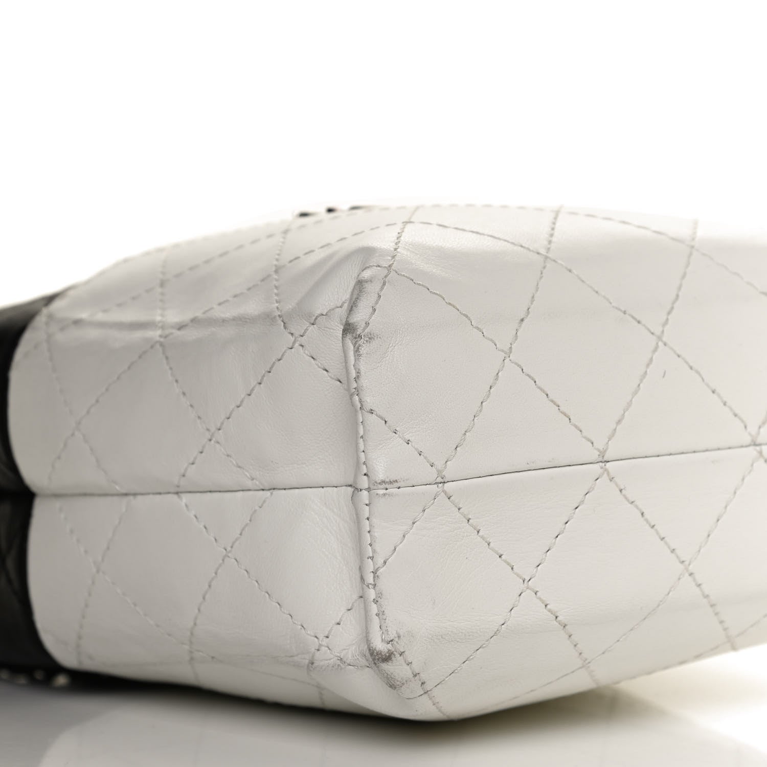 Chanel Lambskin Quilted Bi-Color Drawstring Shoulder Bag Black White 8 of 9