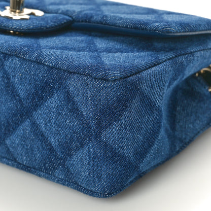 Chanel Printed Denim Quilted Mini Rectangular Flap Dark Blue 10 of 10