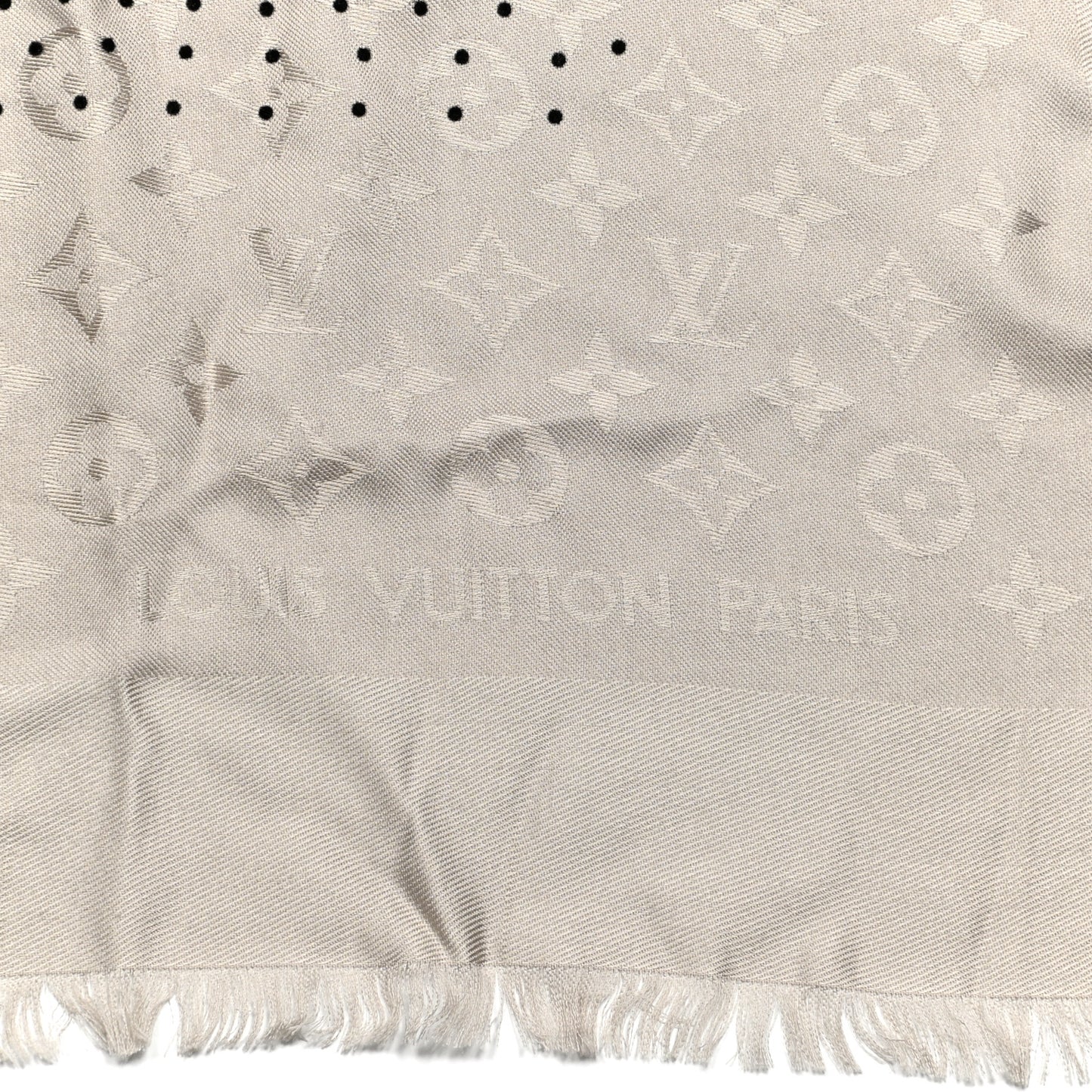 Silk Wool Monogram Polka Dot Shawl Grey