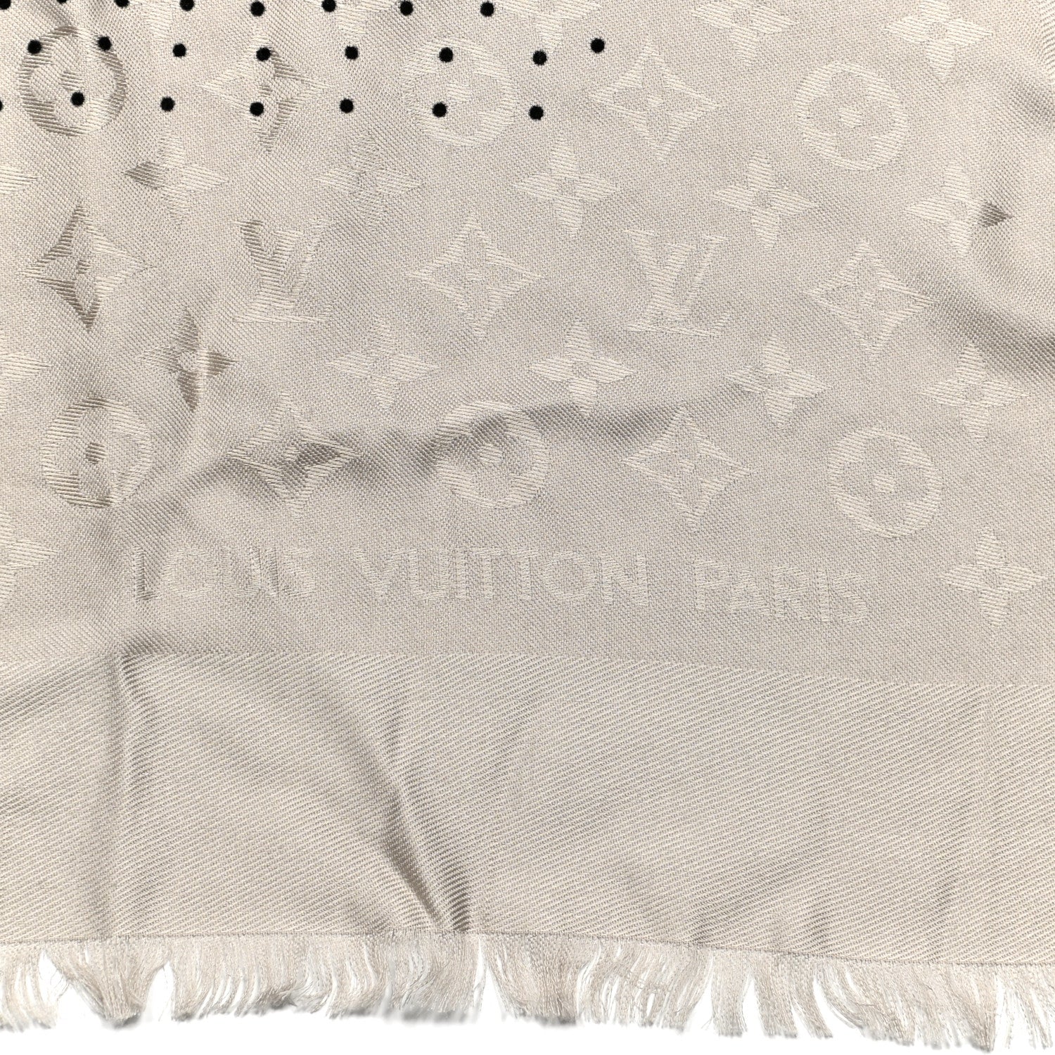 Louis Vuitton Silk Wool Monogram Polka Dot Shawl Grey 2 of 4