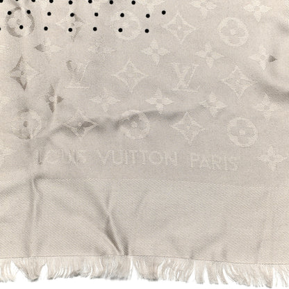 Louis Vuitton Silk Wool Monogram Polka Dot Shawl Grey 2 of 4