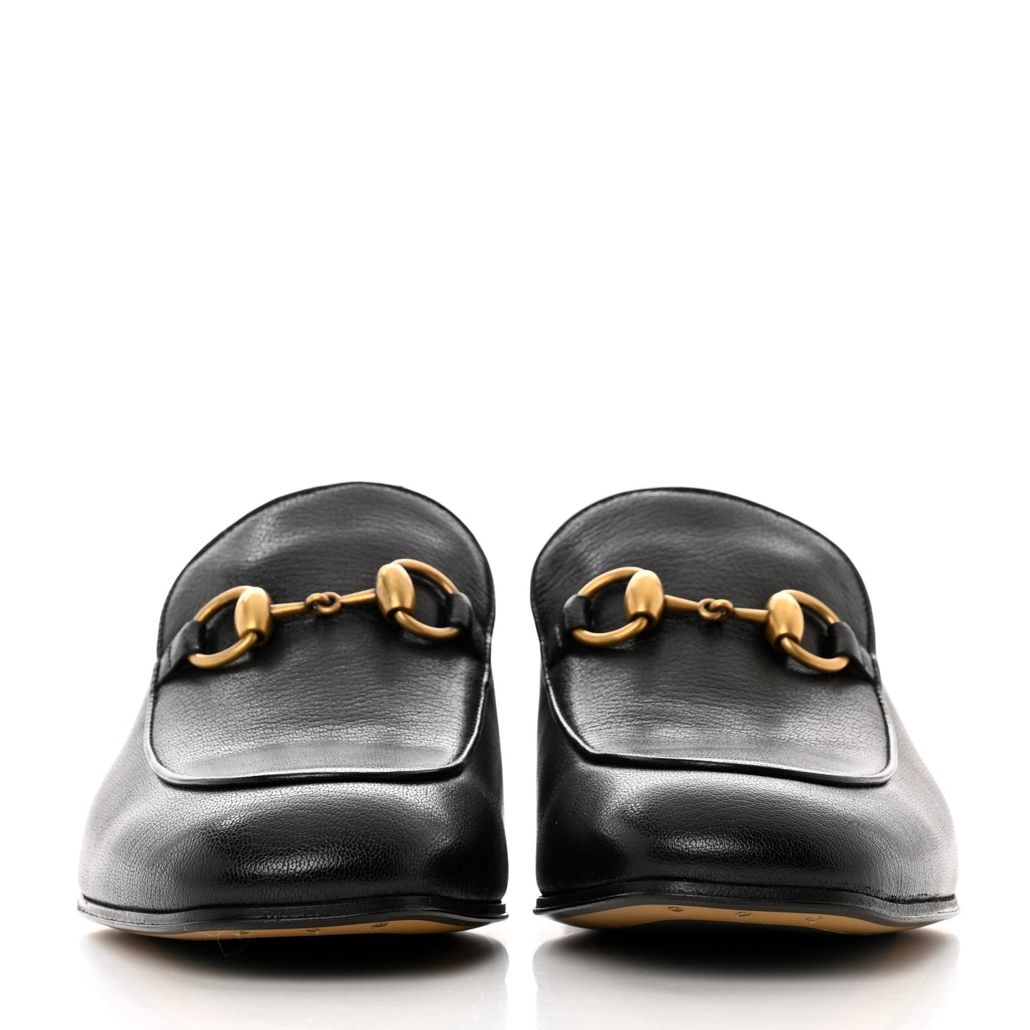Goatskin Womens Horsebit Mid-Heel Loafers 39.5 Black