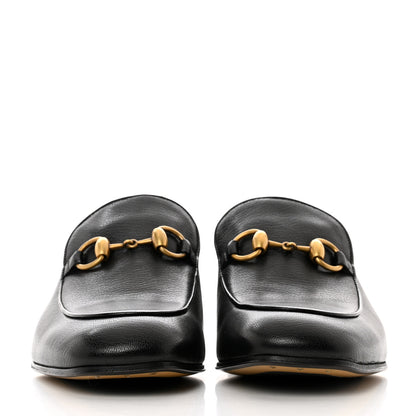 Gucci Goatskin Womens Horsebit Mid-Heel Loafers 39.5 Black 2 of 9