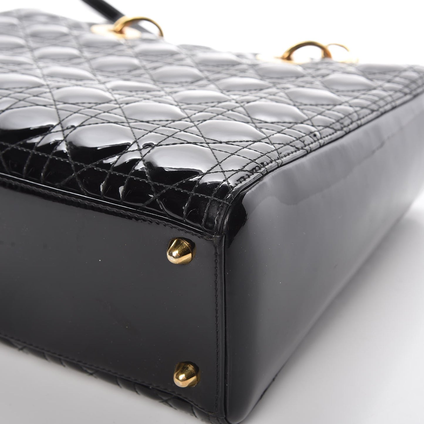 Patent Cannage Large Lady Dior Black