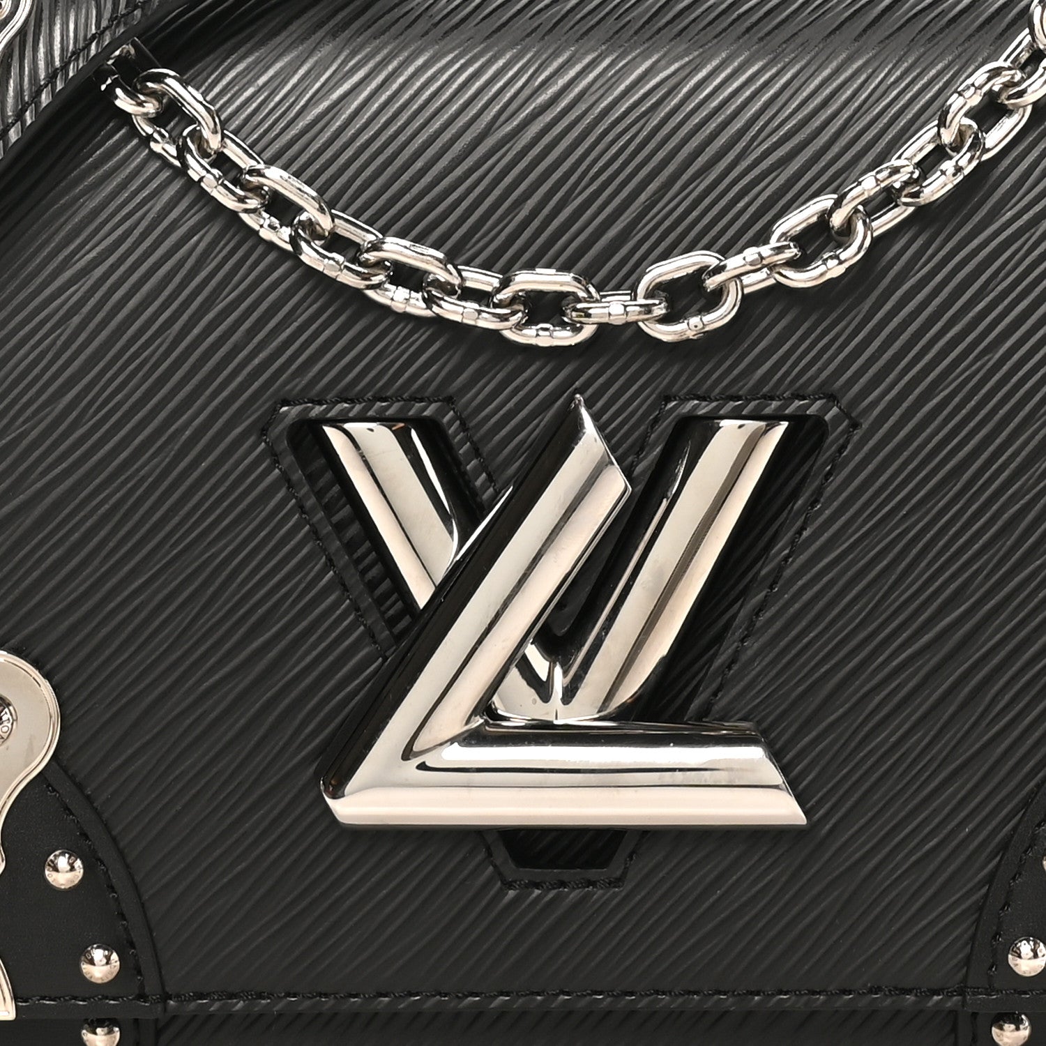 Louis Vuitton Epi Studded Mirror Twist Shoulder Bag MM Black 7 of 9