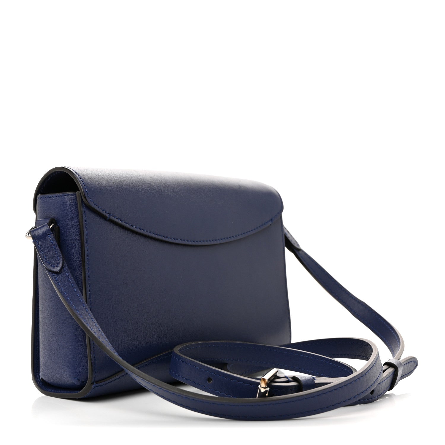 Moynat Box Calfskin Gabrielle Reporter Shoulder Bag Blue 3 of 14
