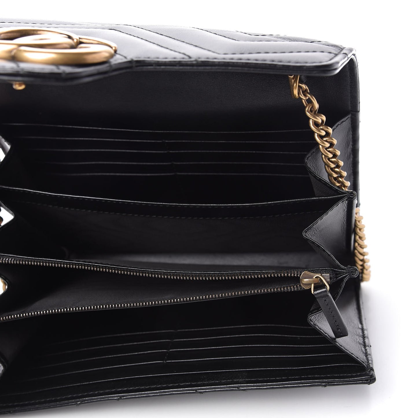 Calfskin Matelasse GG Marmont Chain Wallet Black
