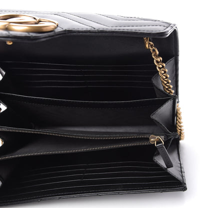 Gucci Calfskin Matelasse GG Marmont Chain Wallet Black 5 of 10