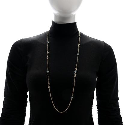 David Yurman 18K Yellow Gold Blue Topaz Infinity Station Necklace 2 of 4