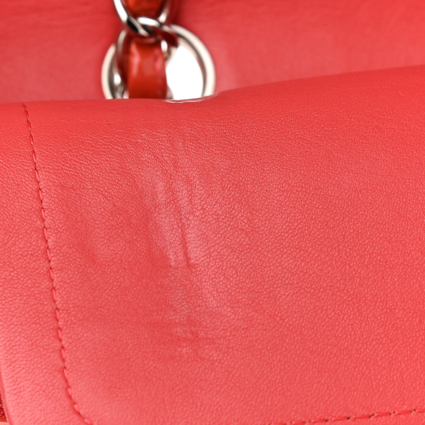 Patent Calfskin Quilted Medium Double Flap Red