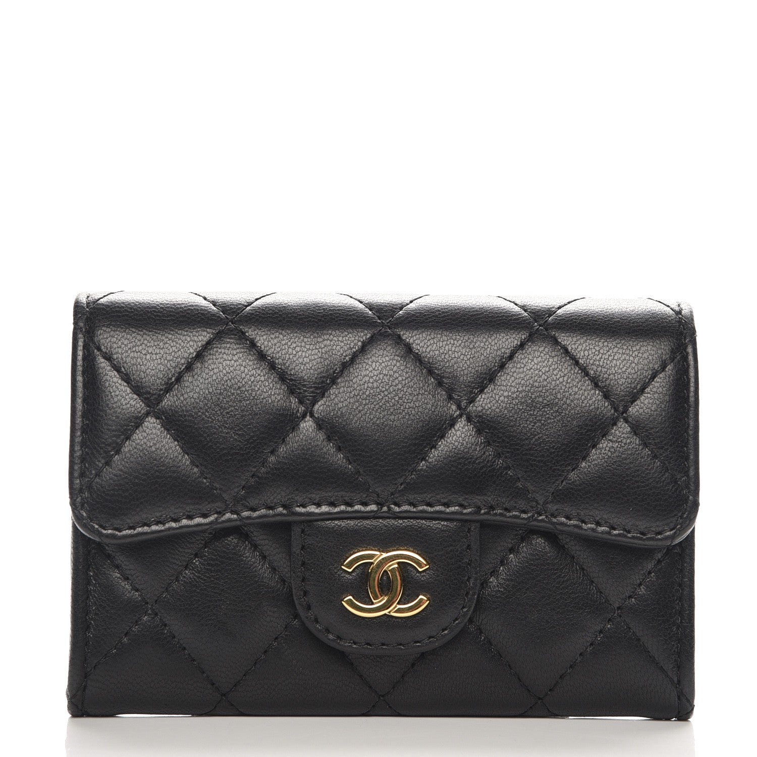 Chanel Lambskin Quilted Flap Card Holder Black 1 of 9