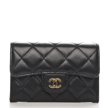 Chanel Lambskin Quilted Flap Card Holder Black 1 of 9
