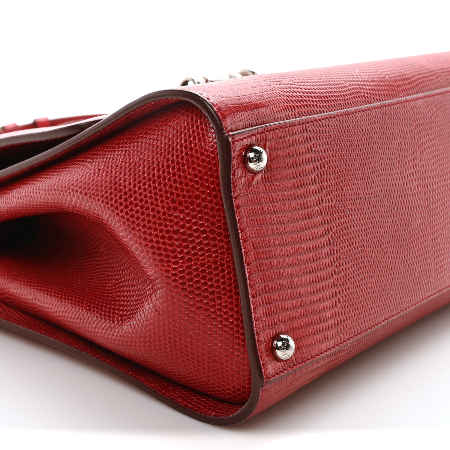 Dolce & Gabbana Lizard Calfskin Embossed Medium Monica Top Handle Bag Rosso Scuro 10 of 11