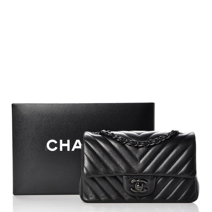 Chanel Lambskin Chevron Quilted Mini Rectangular Flap So Black 8 of 8