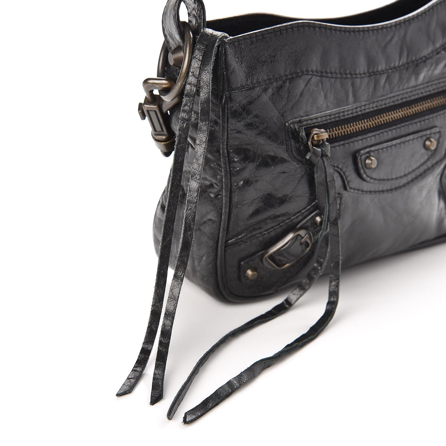 Chevre Classic Hardware Shoulder Bag Black