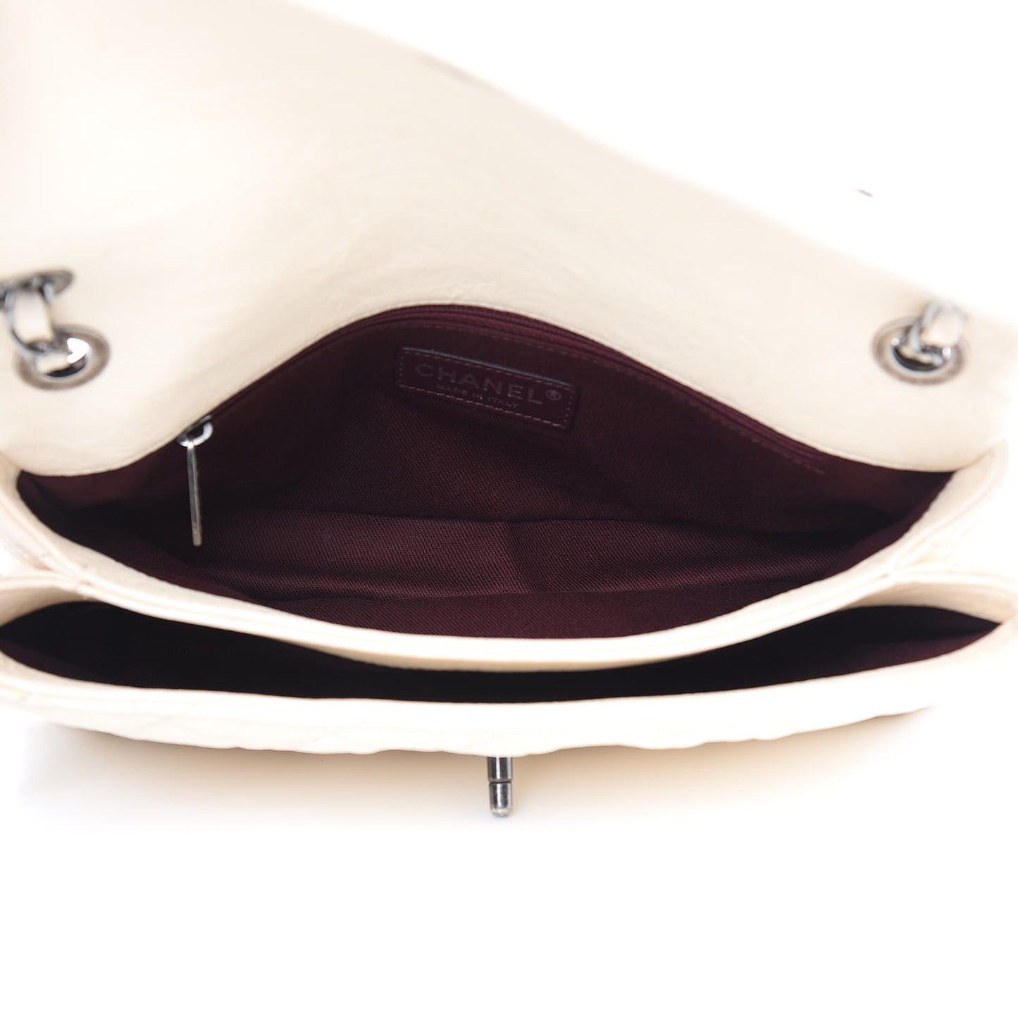 Goatskin Quilted Double Bag Flap White