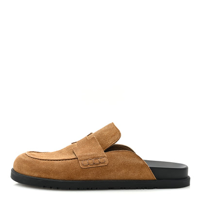 Hermes Suede Calfskin Mens Go Mules 43 Brun Fume 1 of 8
