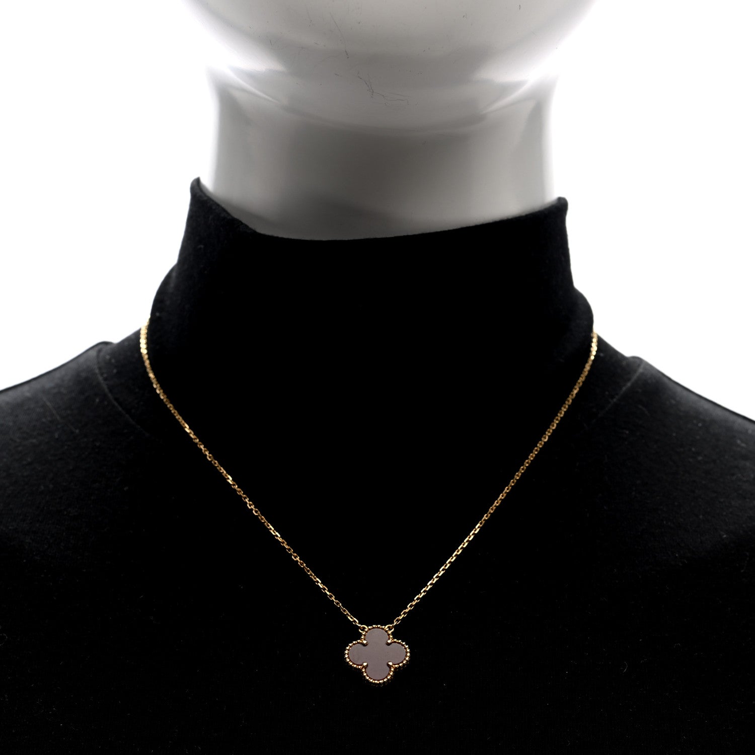 Van Cleef & Arpels 18K Yellow Gold Carnelian Vintage Alhambra Pendant Necklace 2 of 4