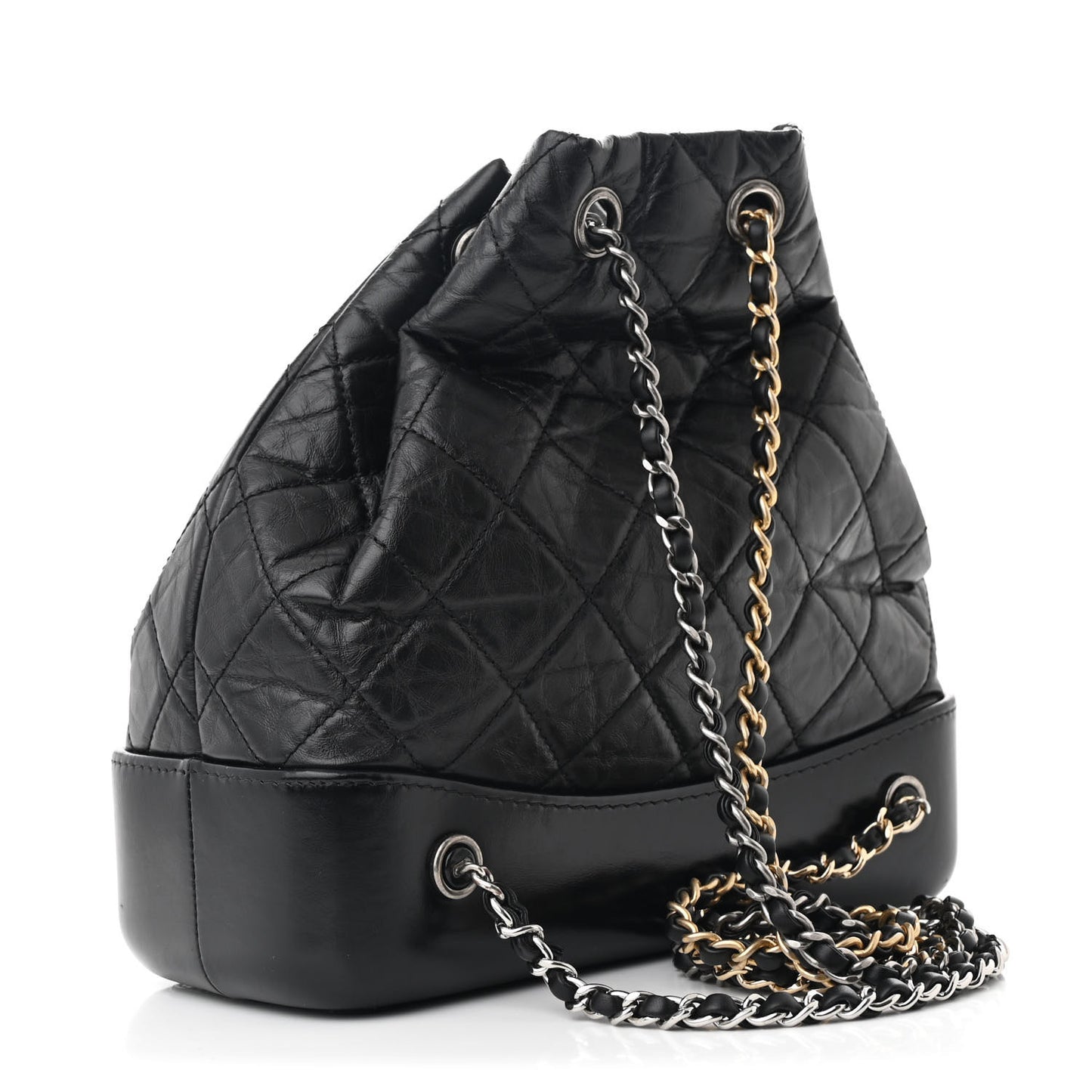 Aged Calfskin Quilted Small Gabrielle Backpack Black