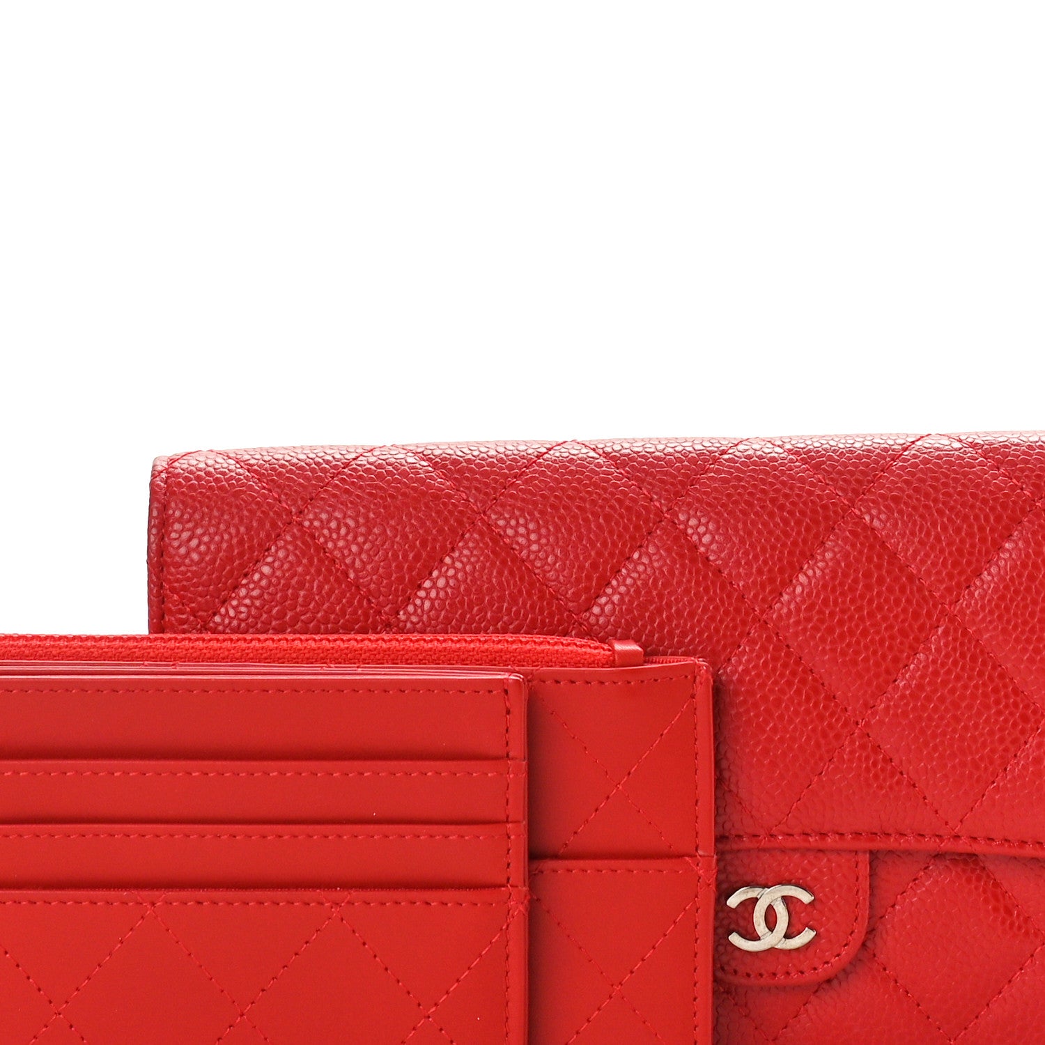 Chanel Caviar Quilted Travel Wallet Red 9 of 11