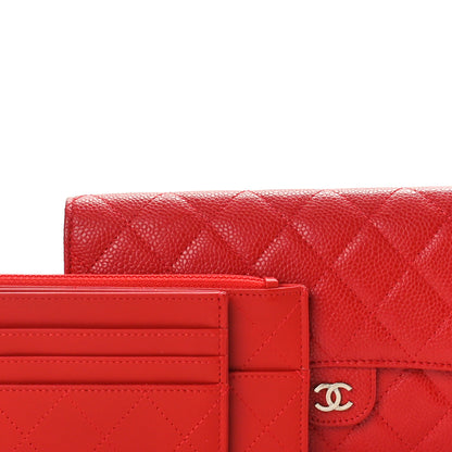 Chanel Caviar Quilted Travel Wallet Red 9 of 11