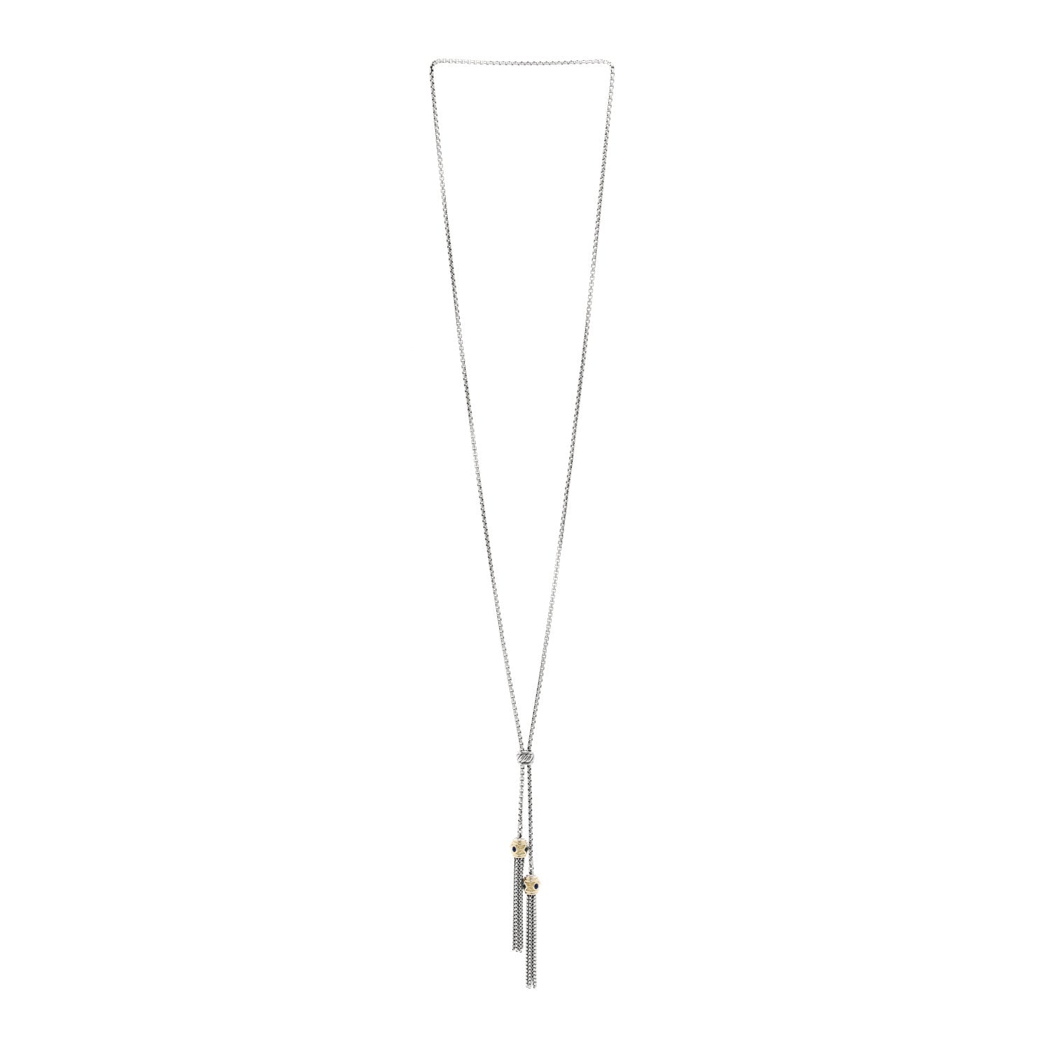 David Yurman Sterling Silver 14K Yellow Gold Blue Topaz Lapis Lazuli Renaissance Tassel Necklace 2 of 4
