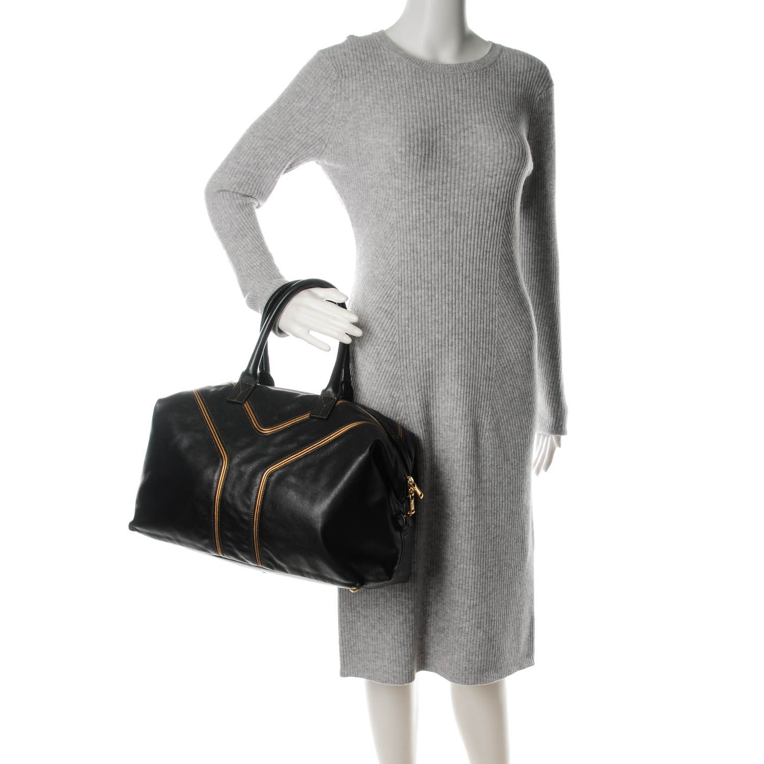Saint Laurent Calfskin Medium Easy Sac Black Gold 2 of 8