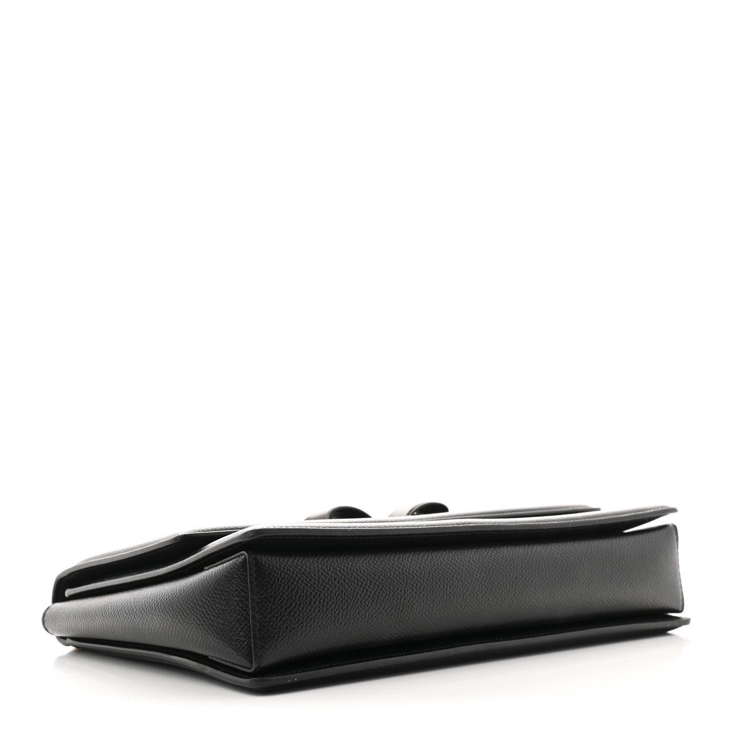 Pebble Calfskin Ginny Vara Bow Shoulder Bag Black