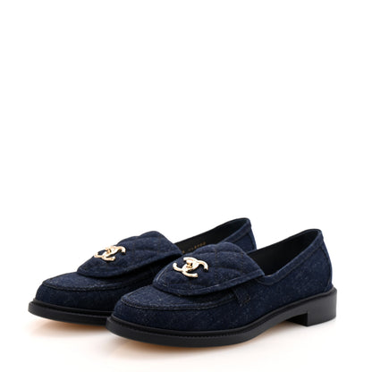Chanel Denim CC Turnlock Loafers 41.5 Dark Blue 4 of 11