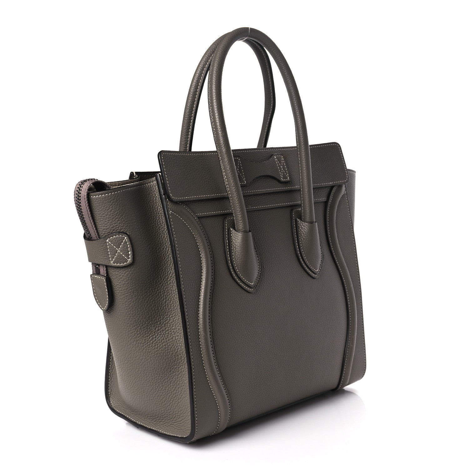 Celine Drummed Calfskin Micro Luggage Souris 3 of 10