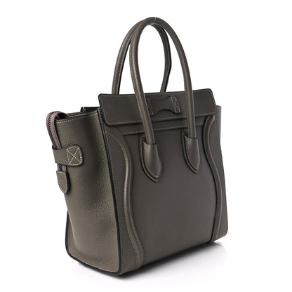 Celine Drummed Calfskin Micro Luggage Souris 3 of 10