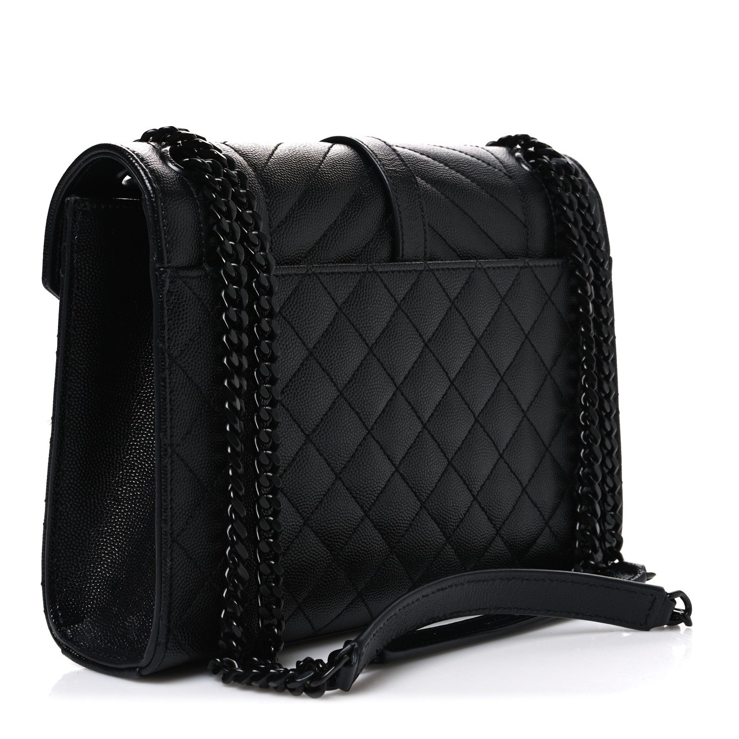 Saint Laurent Grain De Poudre Textured Mixed Matelasse Triquilt Medium Monogram Monochrome Satchel Black 3 of 10