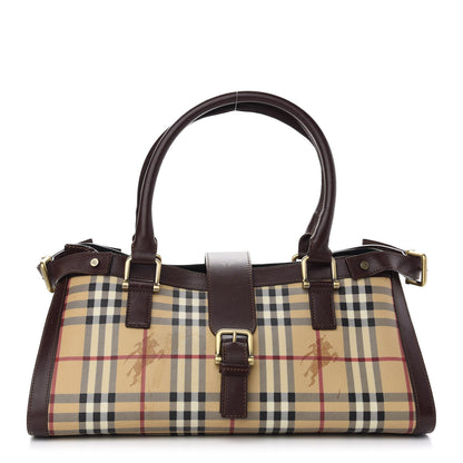 Burberry Haymarket Check Satchel Dark Tan 1 of 13