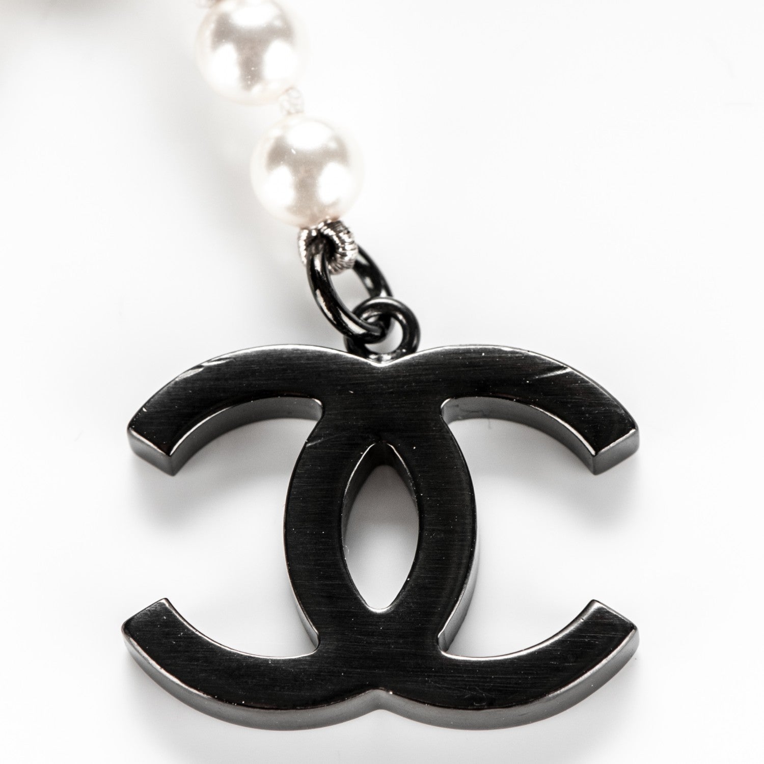 Chanel Pearl Beaded CC Double Strand Belt Black White 4 of 4