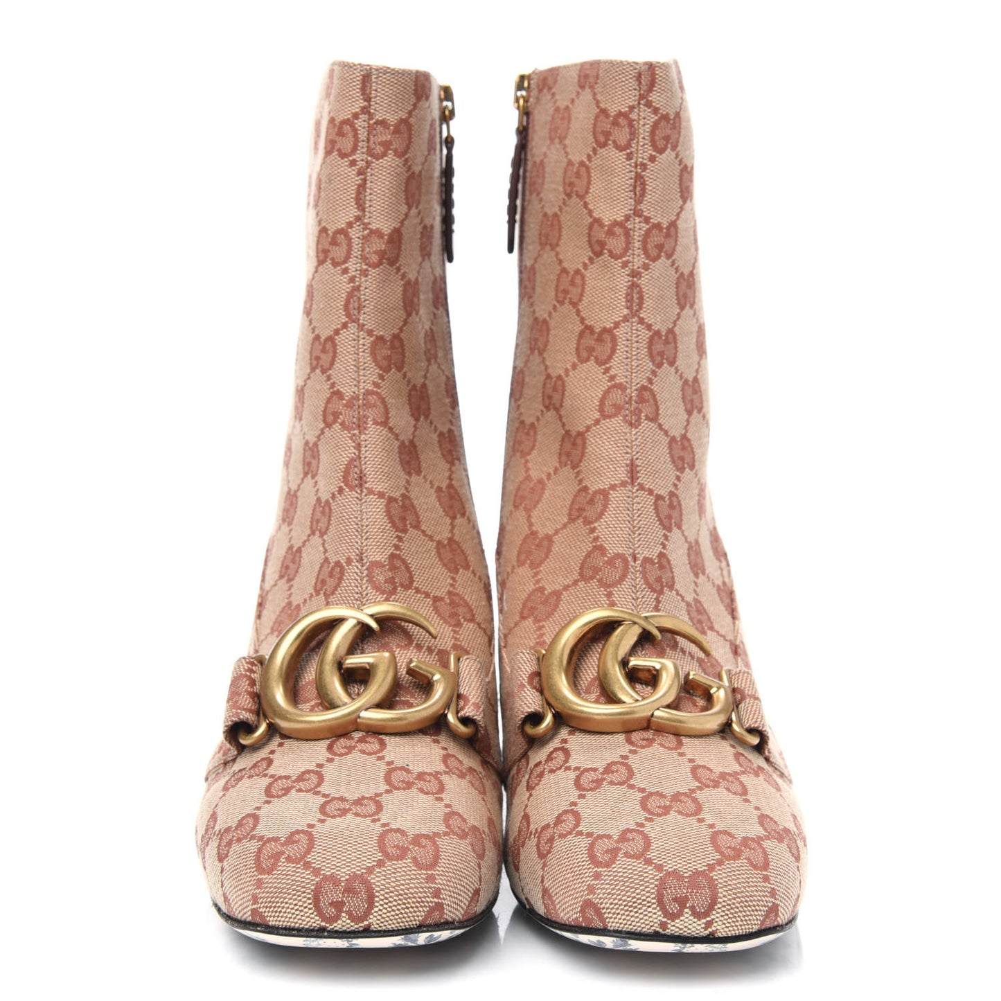 Monogram Malaga Kid GG Victoire 55mm Ankle Boots 39.5 Beige Ruggine Rust