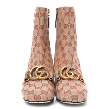 Gucci Monogram Malaga Kid GG Victoire 55mm Ankle Boots 39.5 Beige Ruggine Rust 2 of 9