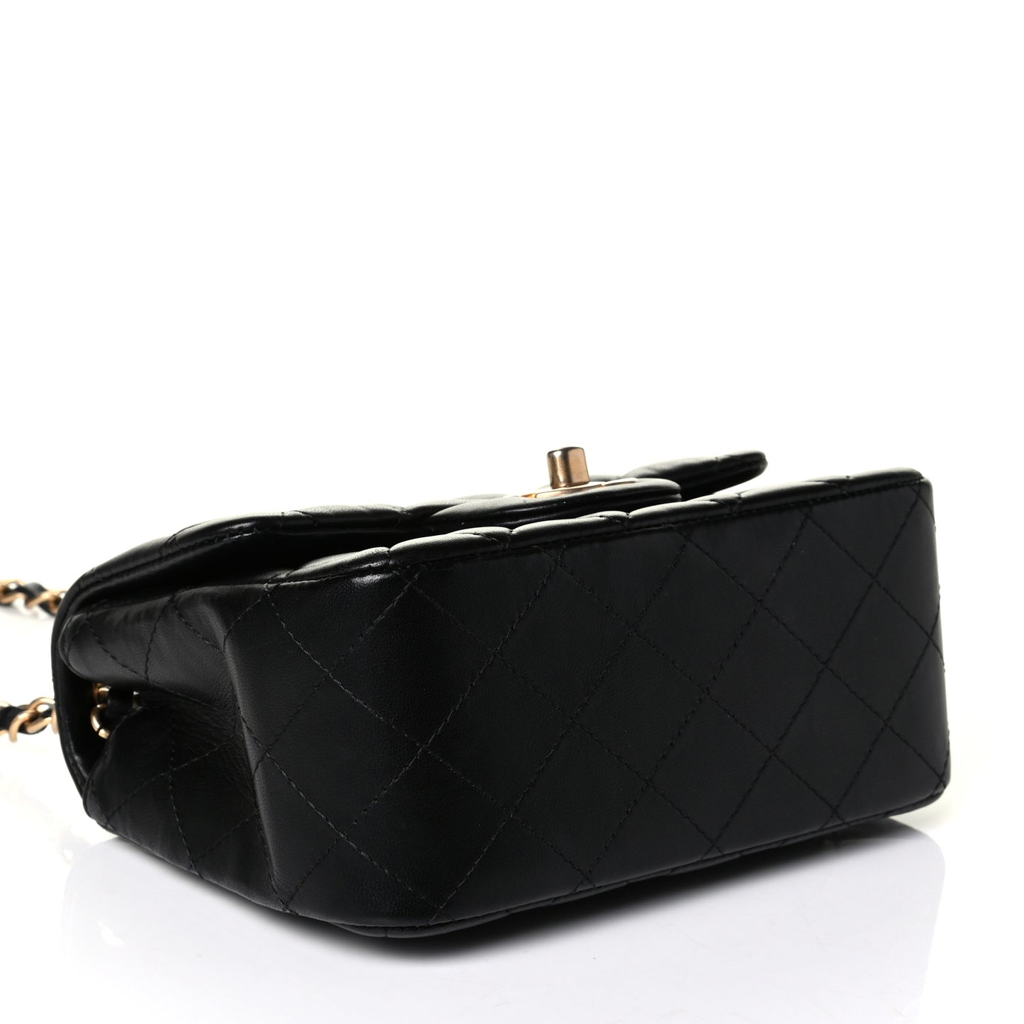 Lambskin Quilted Mini Square Flap Black