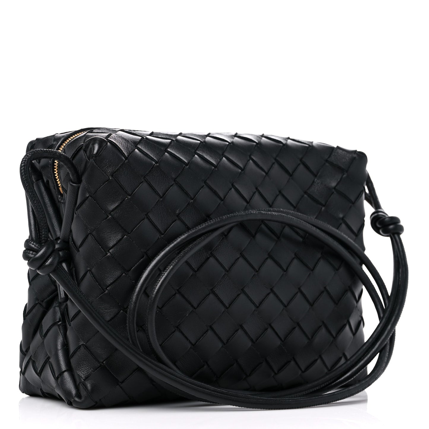 Nappa Intrecciato Small Loop Camera Bag Black
