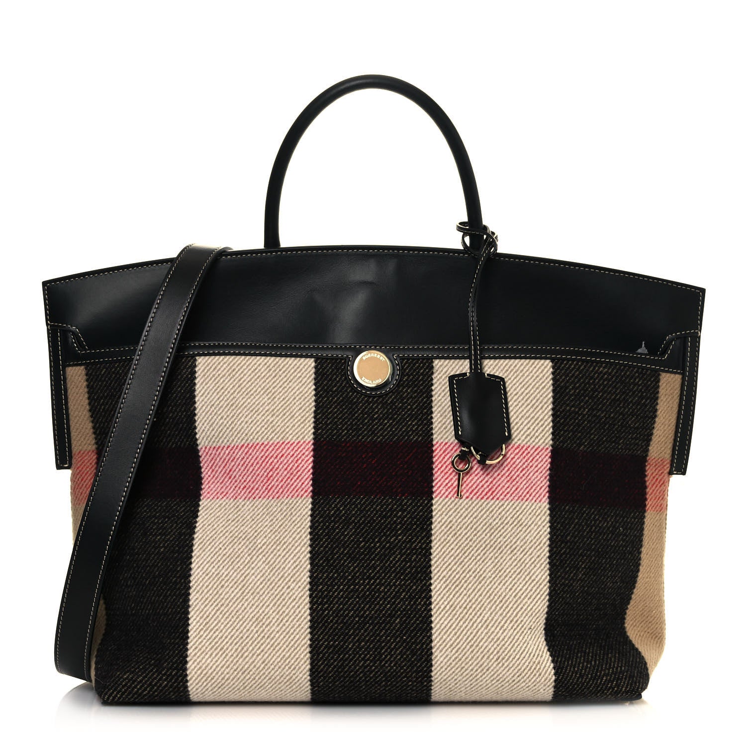 Burberry Calfskin Wool Cashmere Vintage Check Medium Society Tote Archive Beige 1 of 11