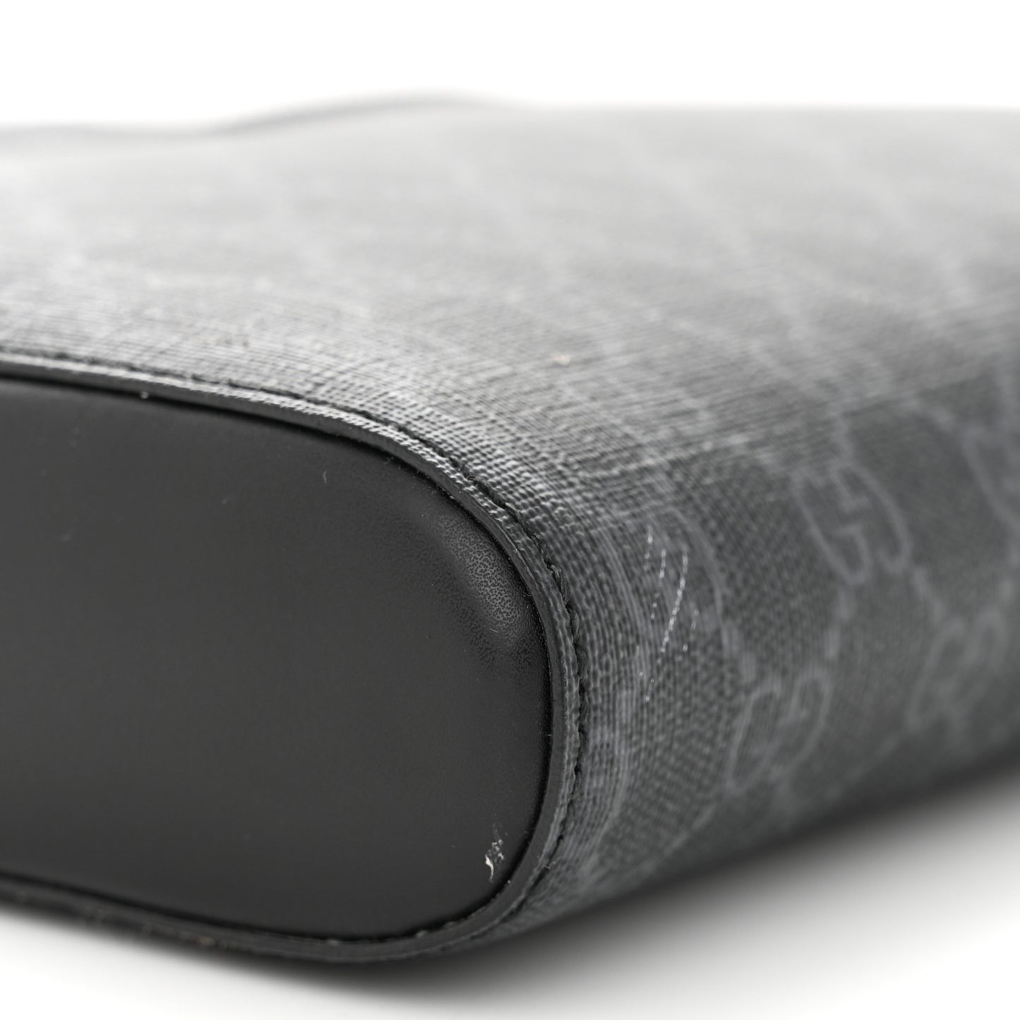 GG Supreme Monogram Appia Calfskin Web Flat Messenger Bag Black Grey