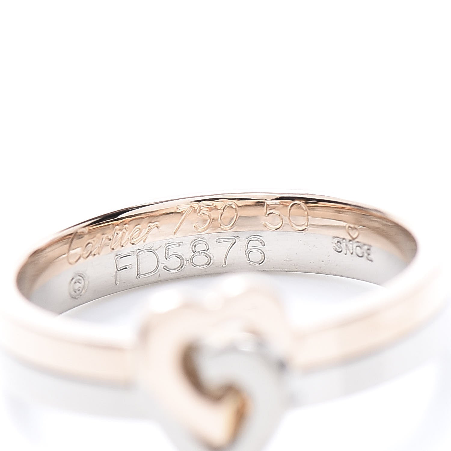 Cartier 18K White Pink Gold Double Heart Ring 50 5.25 6 of 6